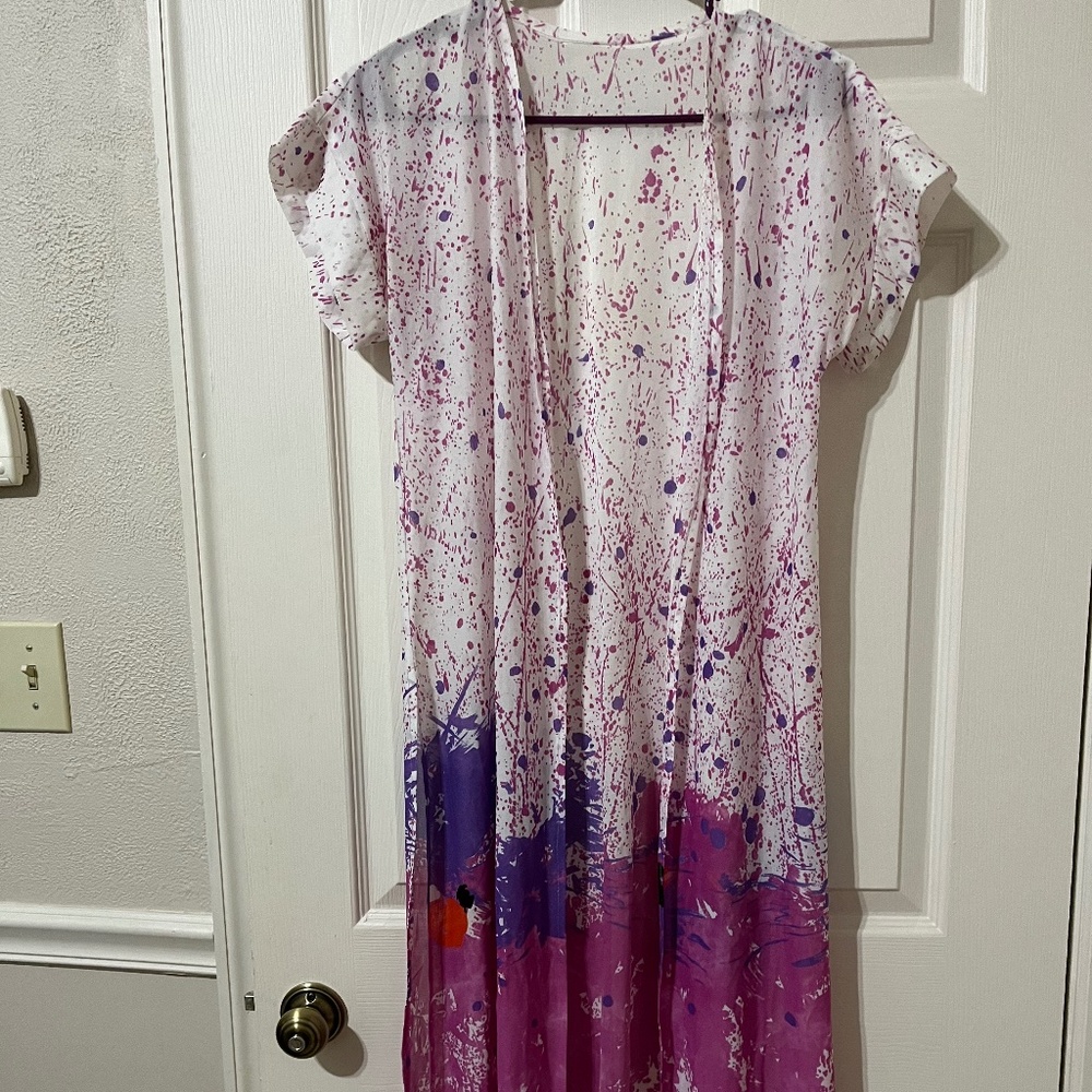 Vintage pink splatter cover up
